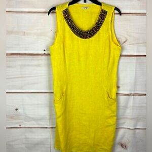 Lina Tomei Vibrant Yellow Sleeveless Linen Dress